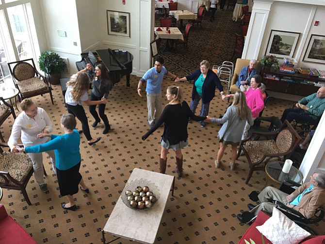 Student interns dance at Dancing Queens Group.
