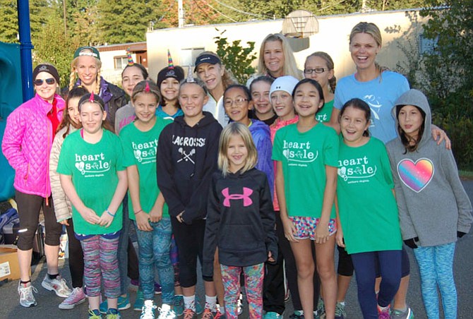 Kathrine Switzer with Girls on the Run of NOVA at Waples Mill Elementary.
