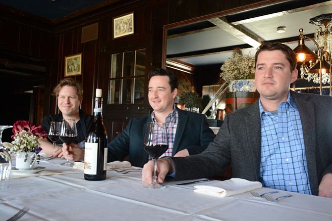 From left, Cedar Knoll chef, baker and partner Charlie Blevins, executive chef and managing partners Andrew Holden, and managing partner Chris Holden look out from the historic restaurant on to the Potomac River.