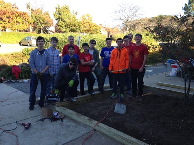 A group of the scouts who participated in the service project. 
