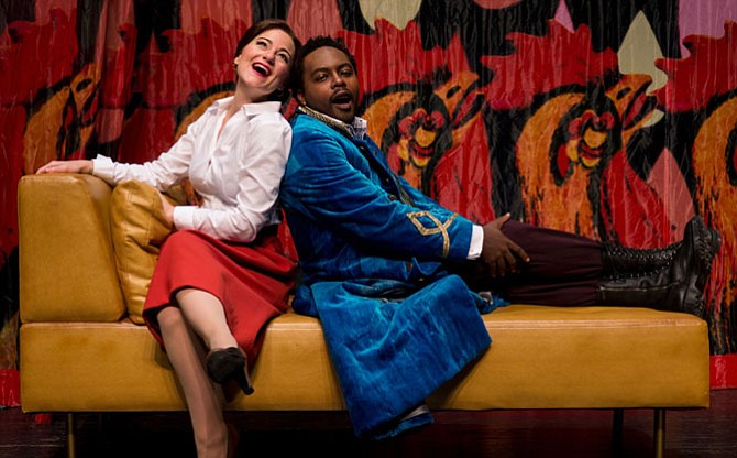 Megan Marino (Rosina) and Will Liverman (Figaro) in Virginia Opera’s  “The Barber of Seville.”
