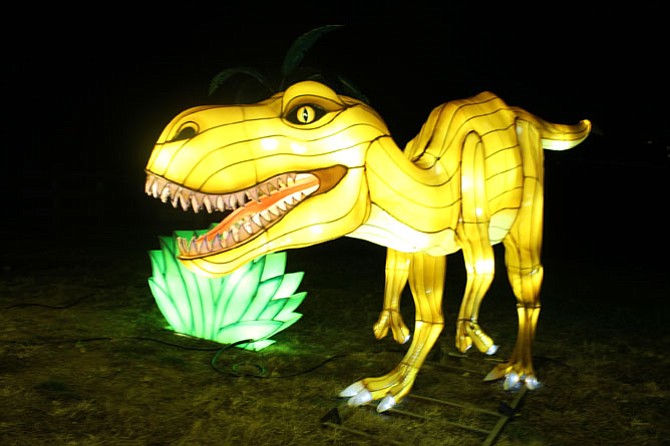 Dinosaur lanterns are also on display at the festival.
