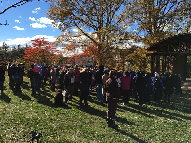 Approximately 150 people walked from the Vienna Town Hall to the Town Green in a display of unity. Rally co-organizer Laura Magane Goyer says the walk and rally are inclusive, showing compassion toward one another.
