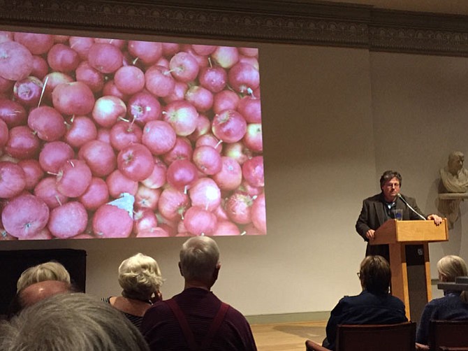 Steven T. Bashore, director of Historic Trades at George Washington’s Mount Vernon Estate, gives a lecture on the history of cider in Alexandria.