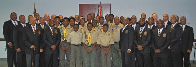 Here are the members of Troop 1906 at their Fall Court of Honor with troop co-sponsor, Xi Alpha Lambda Chapter of Alpha Phi Alpha Fraternity, Inc.  