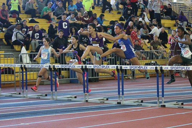 Devyn Jones, second from right, in 55H Region Championship, Feb.18, 2016.
