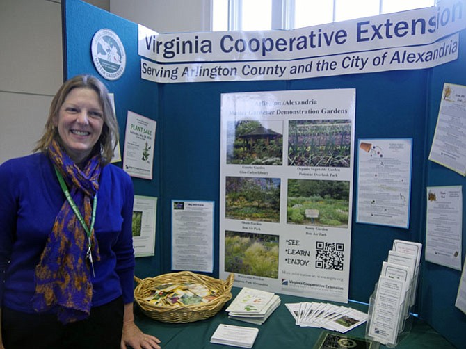 Amy Crumpton mans the Master Gardener booth at the annual Virginia Cooperative Extension Legislative Day on Dec. 2. The booth highlights the community demonstration gardens and the plant clinics held during the growing season. Crumpton says she took a 14-week program and then spent 50 hours on a project to get her Master Gardener title. “I got a strip near the Glencarlyn Library Community Garden parking lot, and my task was to make something grow in the dry, salty area. So I planted False Blue Wild Indigo, and New Jersey tea bush.”