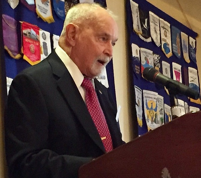 Springfield resident Jay Groff recalls the Japanese attack on Pearl Harbor at the Nov. 8 Rotary Club of Alexandria Veterans Day luncheon.
