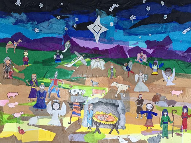 The 2016 Grace Episcopal School Christmas Mural was created by Grace students in Kindergarten – Grade 5.  Students worked under the guidance of art teacher Stephanie Kozemchak.
