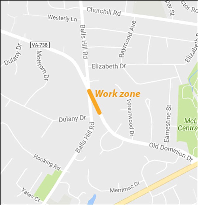 Work zone map.
