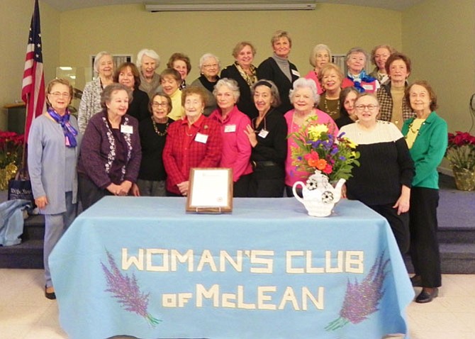 Partial listing of McLean Woman’s Club members who contributed their efforts to the 2016 Holiday Homes Tour and MarketPlace. From left -- first row: Club President Joan Morton, Barbara Hartsell, Linda Regan, Daisy Logan, Kay Burnell, Rosalie Donnelly, Peggy Puritano, Helen Bowers, Anne Kanter, Jackie Armstrong. Second row: Carol Danzeisen, Millie Thompson, Carol Scott, Laura Sheridan. Third row: Bea Somovigo, Grace Harkins, Dawn Schulz, Mary Flanagan, Cecilia Glembocki, Emma Lea Moorman, Sally Margolis, Jeanette Calland, Rebecca Horahan.     

