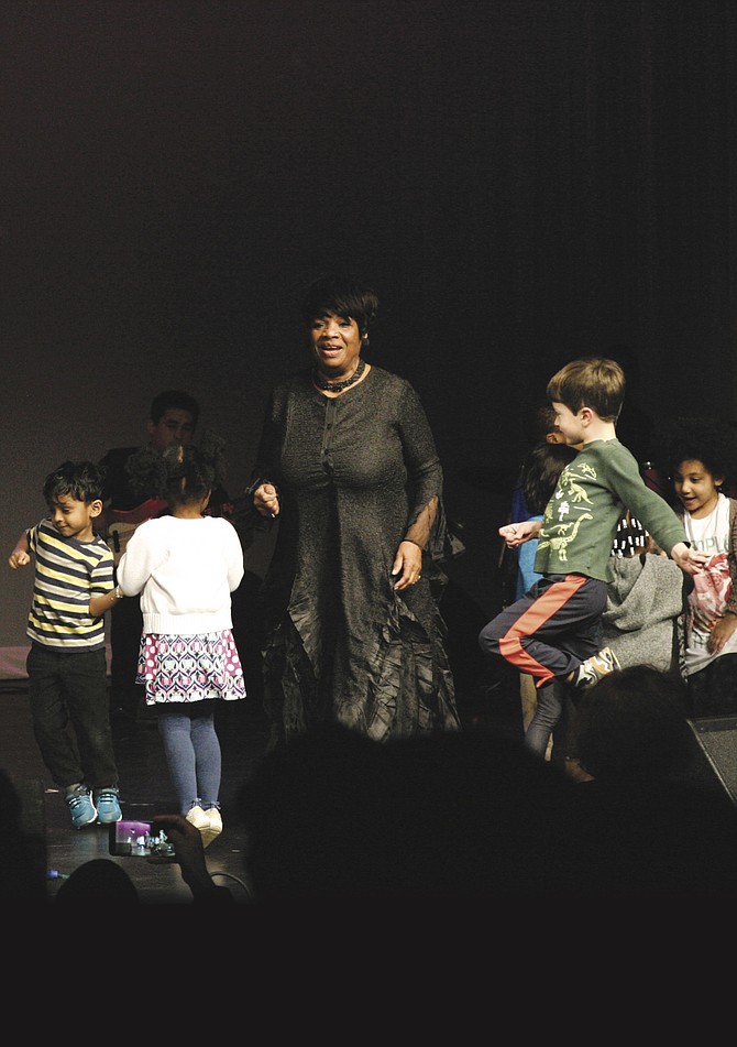 Helen Slade of New York’s Cotton Club brought the audience to its feet with songs such as “We Shall Overcome” at the Martin Luther King, Jr. Tribute Concert on Sunday, Jan. 15 in the Wakefield High School auditorium. In a highlight of the evening, Slade invited children from the audience to dance and sing with her on stage.