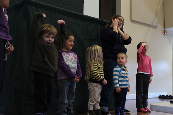 Children were invited on stage to sing and dance to Groundhog Day-themed songs, led by Fairfax County Park Authority’s Clair Thompson.
