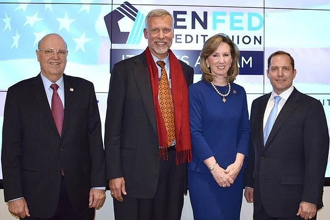 PenFed Credit Union Chairman Ed Cody, PenFed Credit Union Board Member Ron Spear, U.S. Rep. Barbara Comstock (R-10, PenFed Credit Union President/CEO James Schenck.