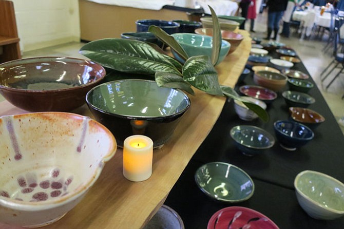 Bowls for Sunday’s event were provided by artists from various local ceramic studios and art departments, including Lee Arts Center, Alexandria Clay Co-op, Thomas Jefferson Community Center Art Studio, Washington-Lee High School, Episcopal High School and Marymount University. 