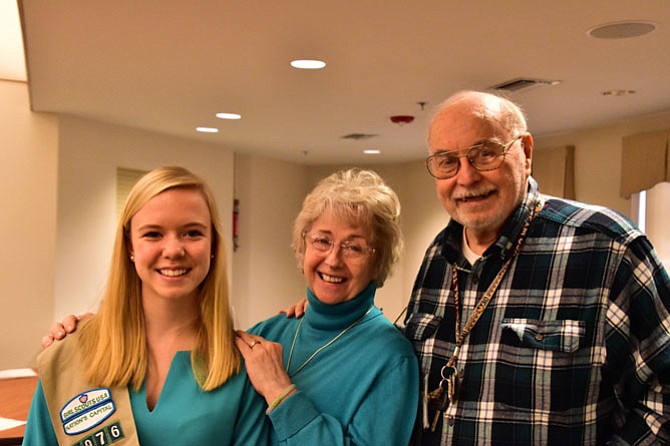 From left: Caroline Brunner, Jane Gardner, and Jay Edwards celebrate another successful Music Connection performance at Lewinsville Retirement Residences. 
