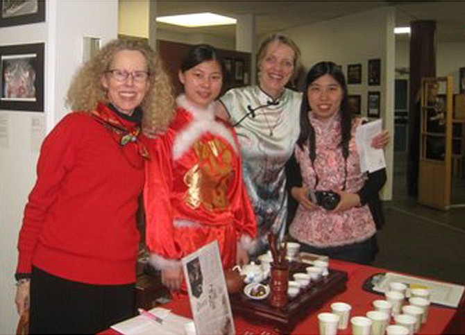 Lucia Claster, deputy director of the Confucius Institute; Zhongya Liu, teacher at Confucius Institute; Dr. Monika Hoffarth-Zelloe, curator; and Yan Pan, teacher at Confucius Institute