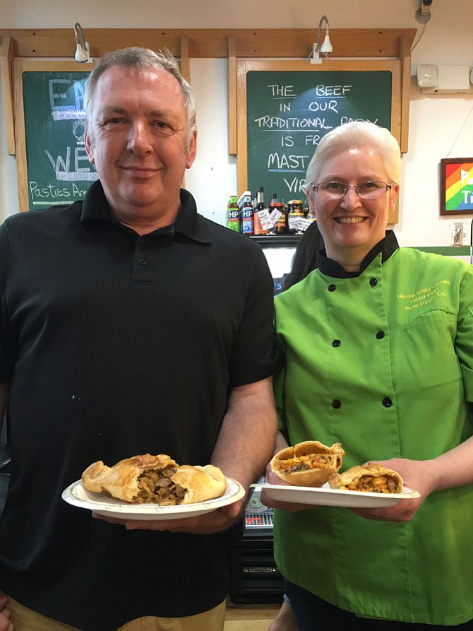 The Pure Pasty Co. owner Mike Burgess and head chef Nicola Willis-Jones working on preparations for their journey to Cornwall, UK, and participation in the World Pasty Championship. 
