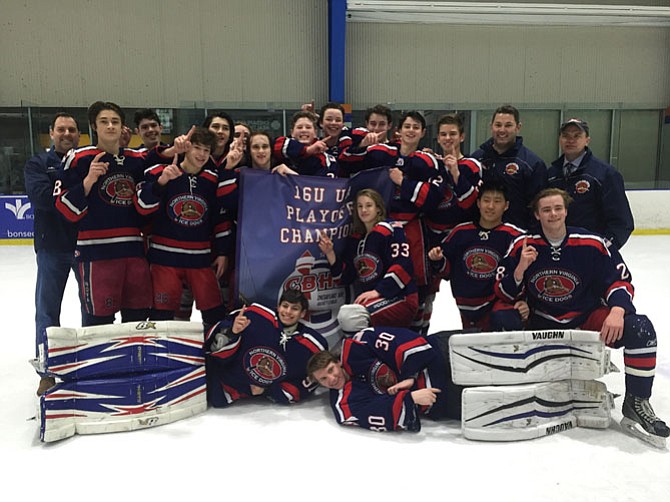 The NOVA Ice Dogs are the champions of the Chesapeake Bay Hockey League for the U-16 Upper Patrick Division.