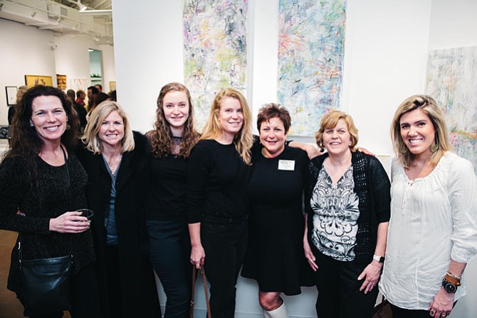 Suzanne Pearson, Lisa Arthur, Giorgi Medellin, Jne Jacques, Lisa Tureson, Mimi Rosen, Larissa Tonini attend the opening reception of Tureson’s new exhibit.
