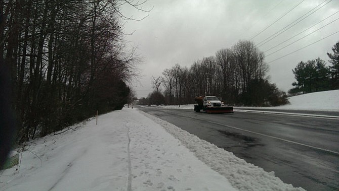 Monument Drive in Fairfax was clear by mid-morning on March 14 after snow the night before.