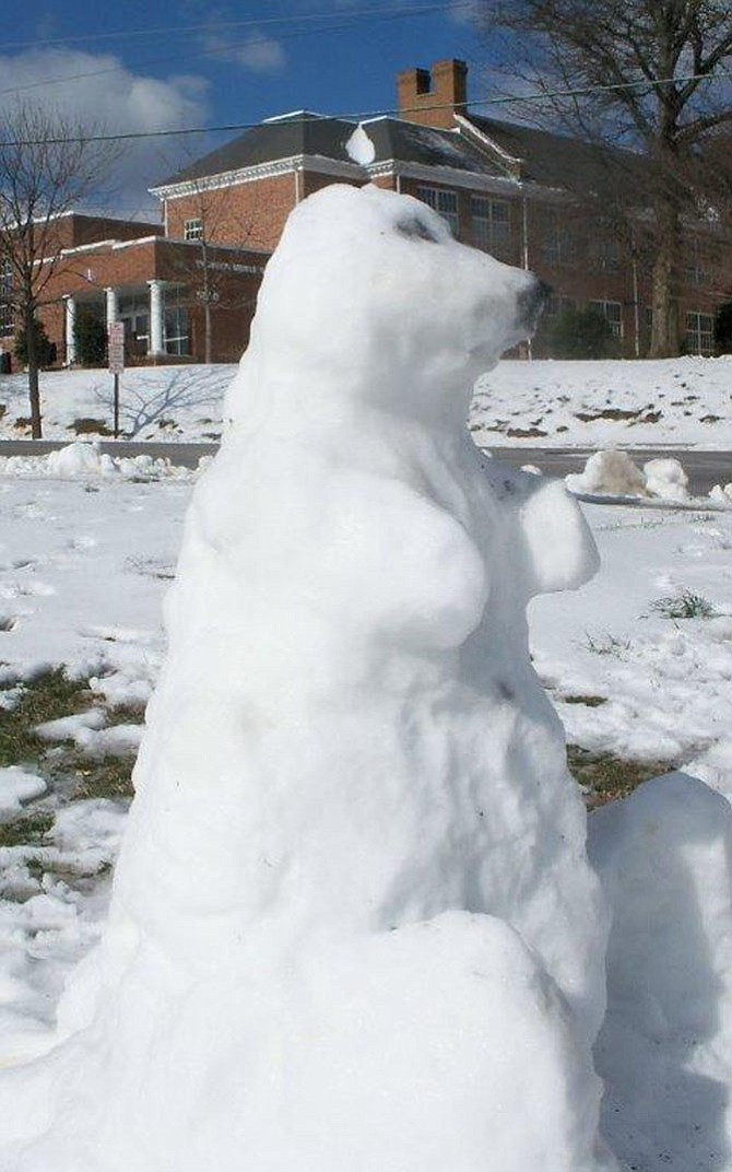 Winter’s Last Roar — A Snow Bear at Arlington's Swanson Middle School.