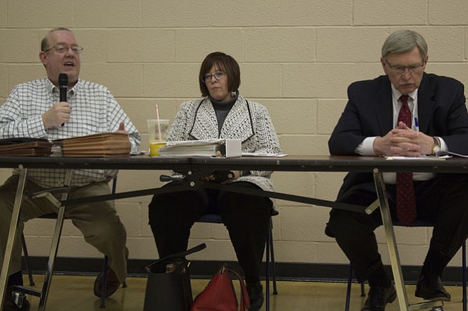 The meeting was moderated by Dale Stein, McLean Citizens Association’s Budget and Taxation Committee chair (not pictured). Participants included (from left): Joe Mondoro, CFO for Fairfax County; Kristen Michael, assistant superintendent of financial services for the Fairfax County Public Schools; and Supervisor John Foust (D-Dranesville).