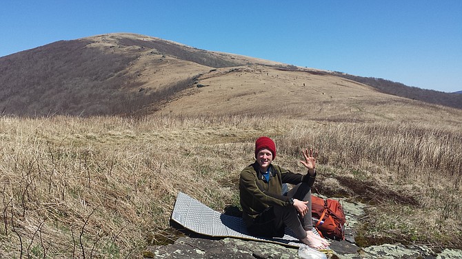 Jackson Clark takes a break from hike.