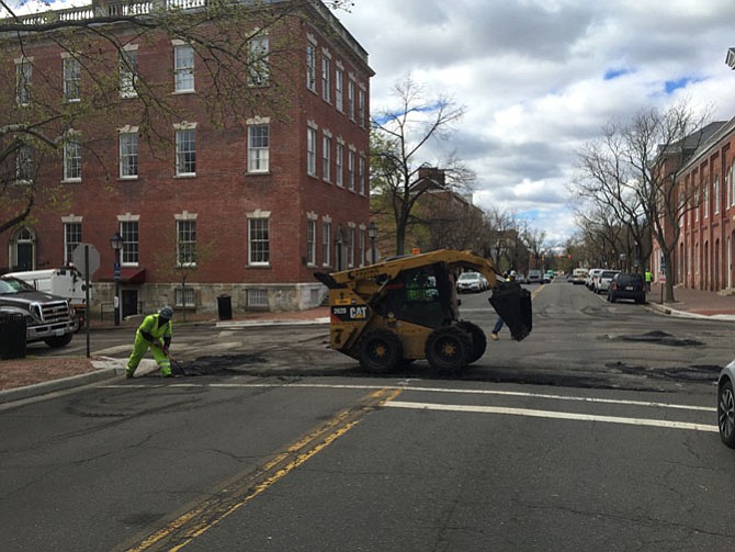 Road resurfacing work on Cameron Street.