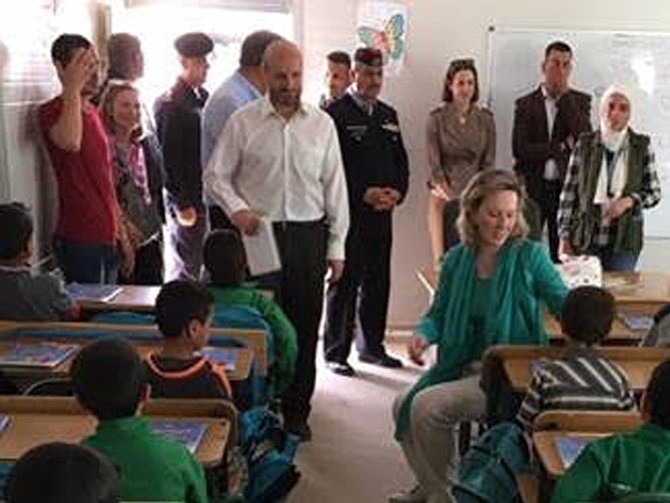 Rep. Barbara Comstock (R-10) visiting a school at Azraq refugee camp in Jordan.