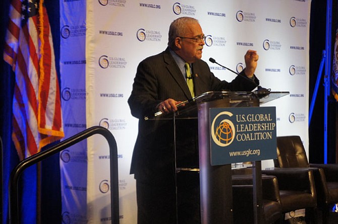 U.S. Rep. Gerry Connolly (D-11) addresses the audience at the U.S. Global Leadership Coalition forum. “Diplomacy can work miracles,” he said. “More than ever the country needs to stay engaged on the world stage.”