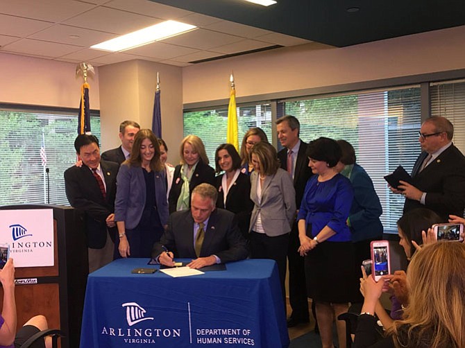 Gov. Terry McAuliffe signs Del. Eileen Filler-Corn’s (D-41) bill, HB 2267.
