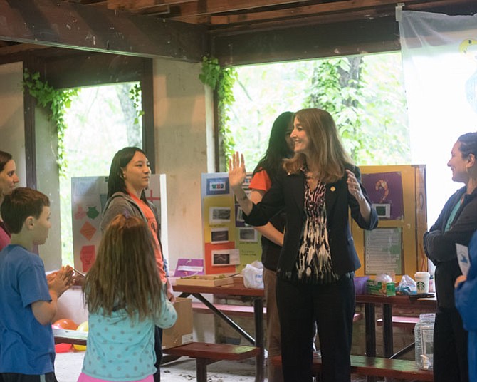 Virginia Del. Eileen Filler-Corn (D-41) expresses pride May 6 in her constituents who advocate for causes in which they believe at the Salamander Saturday 2017 public awareness event in Springfield at the Hidden Pond Nature Center. She said she was impressed by Salamander Savers 4-H when they visited her office in Richmond last winter.