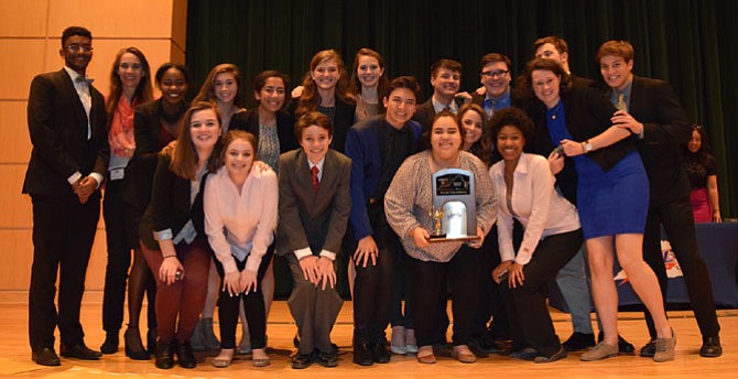 Members of the Chantilly High School Forensics Team that  won first place in the VHSL 6A State Forensics Championships on March 25 in Midlothian, Va.