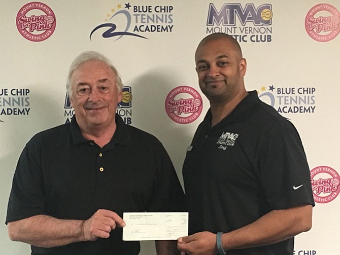 From left: Ron Fitzsimmons, founder of Alice’s Kids Organization and Dimitris Kollaros, general manager of Mount Vernon Athletic Club, A Van Metre Premier Property located in Alexandria.