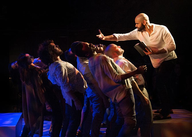 Nicholas Edwards (Jesus) and the cast of "Jesus Christ Superstar," which plays at Signature Theatre now through July 2.