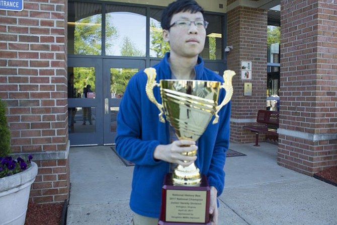 McLean High School Freshman Justin Young, 15, the national champion of the Junior Varsity National History Bee hopes to recruit a team to compete with him next year.