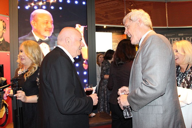 Eli Harari, left, a 2017 National Inventors Hall of Fame Inductee, chats with 2011 Inductee, Steve Sasson at the May 3 Illumination Ceremony at the National Inventors Hall of Fame Museum. Harari is the inventor of the Floating Gate EEPROM and co-inventor of System-Flash. Sasson is the inventor of the digital camera.