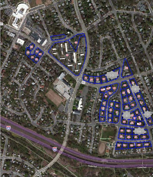 Map of the Westover homes to be renovated and converted to affordable housing.