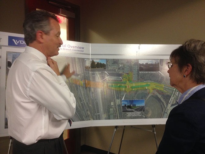 VDOT’s District Engineer Bill Cutler explains the new access road at the Pardon Our Dust meeting in Tysons.