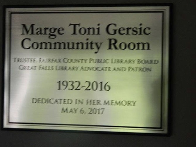 The plaque outside the main meeting room — now known as the Gersic Room.