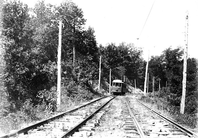 The trolley on its route to Great Falls. 
