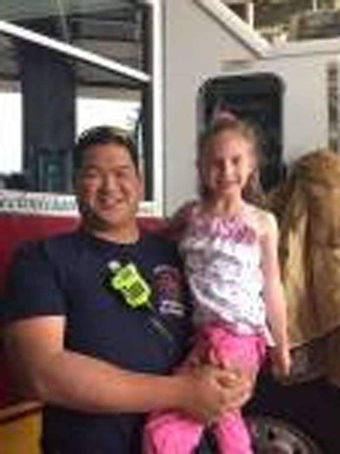 Firefighters and paramedics from Fire Station 1 in McLean saved Delaney Saslav’s life three years ago.