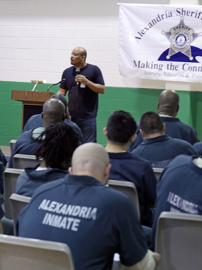 Eddie Ellis, arrested for first-degree murder at 16, tells inmates at the William G. Truesdale Adult Detention Center that one has to want to change.