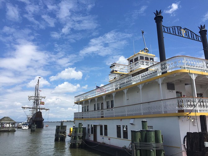 The Cherry Blossom (right) docked in front of El Galeón (left)
