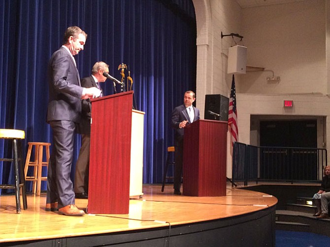 Lieutenant Governor Ralph Northam and former U.S. Rep. Tom Perriello (D-5) debate in Fairfax County.