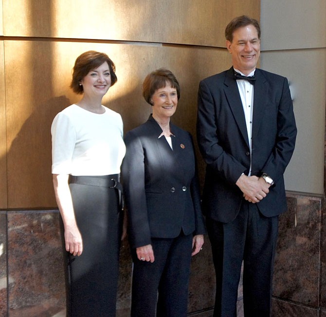 At-large Lady & Lord Fairfax, Jane Miscavage and John J. “Jeff” Lisanick, with the Fairfax County Board of Supervisors Chairman Sharon Bulova.
