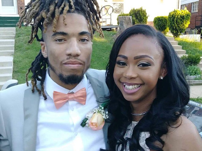 Senior Daniel Davis, who played for the Alexandria Youth Football League and went on as a wide receiver at T.C. Williams, with prom date Stacia Overton, a TC cheerleader who will be graduating in 2018.