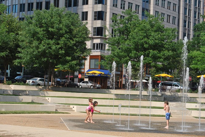 The Sprayground at Reston Town Center is always popular during the summer heat waves.