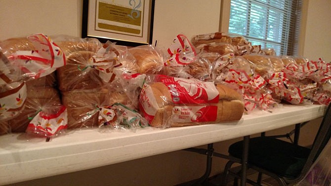 Approximately 500 loaves of bread are used for Sydenstricker United Methodist Church's sandwich day on the first Wednesday of every month. The bread is donated by local bread companies and stores like Giant.